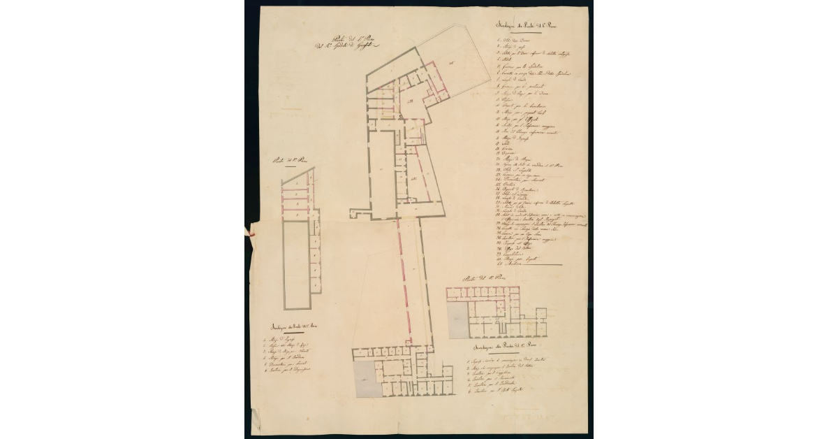 Pianta del 1° Piano del R° Spedale di Grosseto