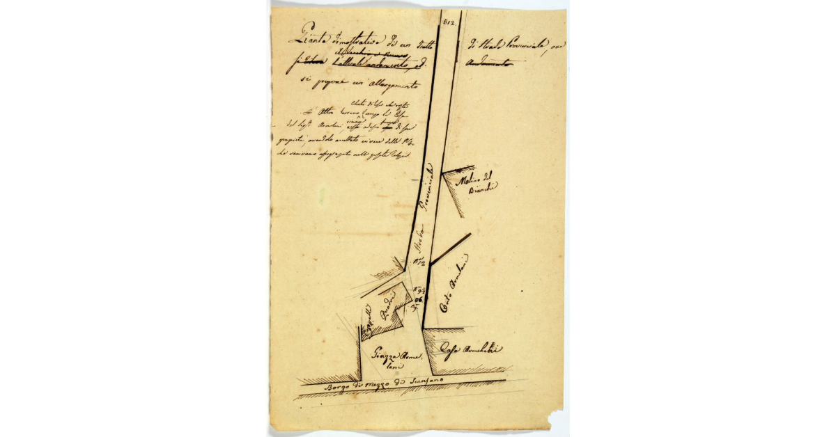 Pianta dimostrativa di un tratto di strada Provinciale, ove si propone un allargamento