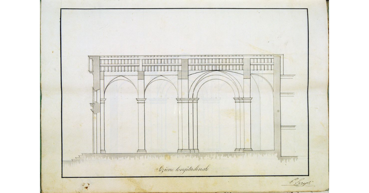 [Sezione longitudinale della nuova chiesa del Cerreto]