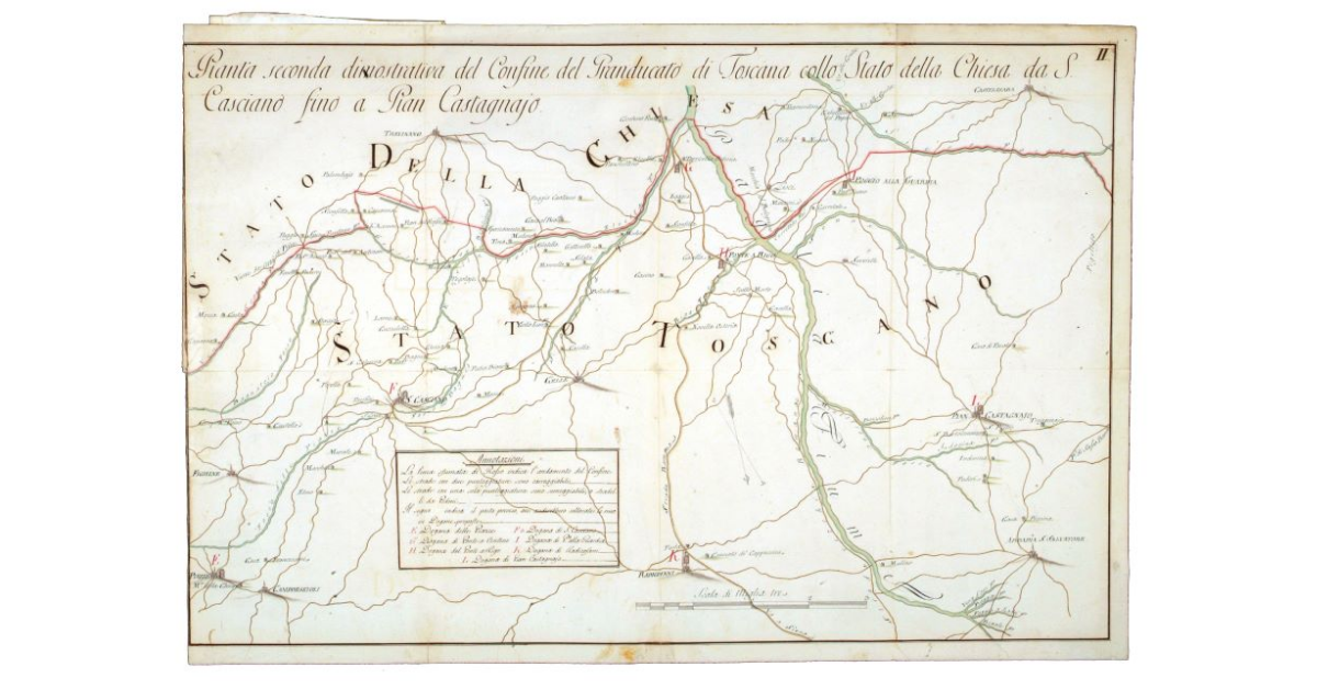 Pianta seconda dimostrativa del confine del Granducato di Toscana collo Stato della Chiesa da San Casciano fino a Pian Castagnaio