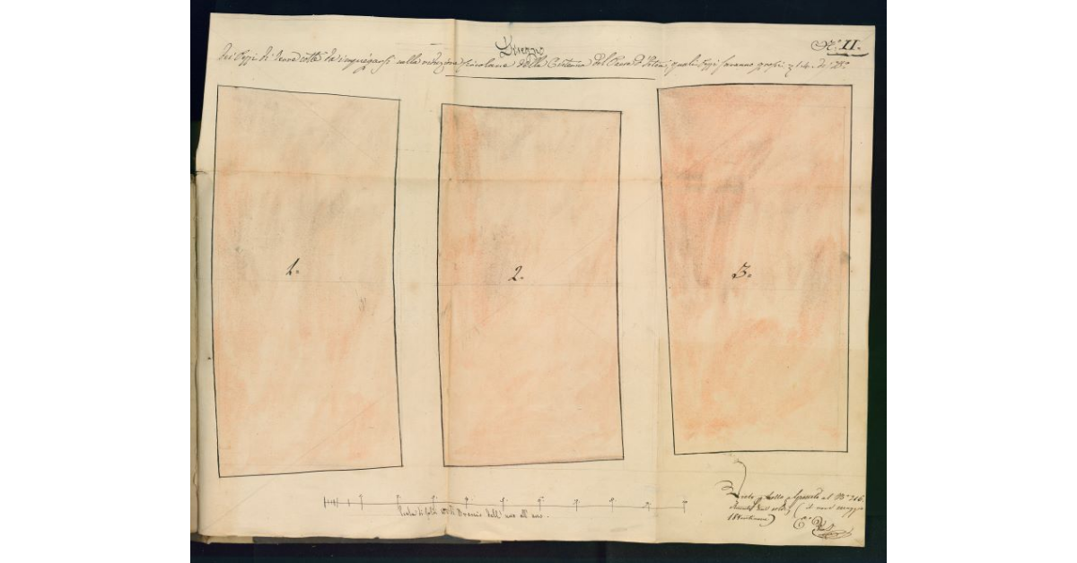 Disegno dei pozzi di terre cotte da impiegarsi nella riduzione circolare della cisterna d’Istia quali pozzi saranno grossi 3 e 1.4 di braccio