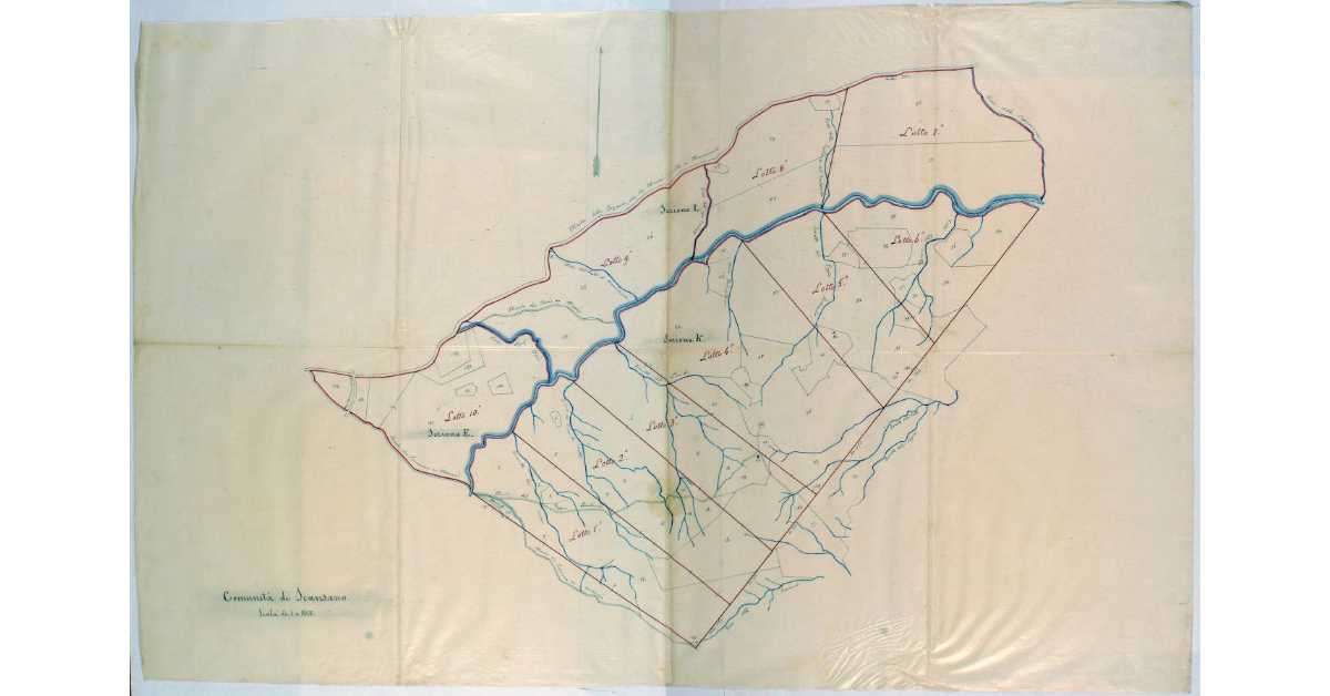 [Pianta di un appezzamento di terreno appartenente al demanio, posto nella Comunità di Scansano]
