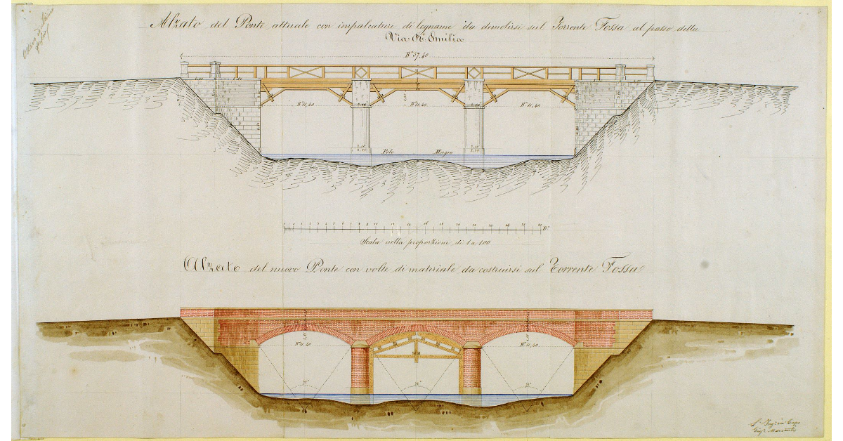[Progetto per il restauro del ponte sul torrente Fossa, al passo della Regia Emilia]