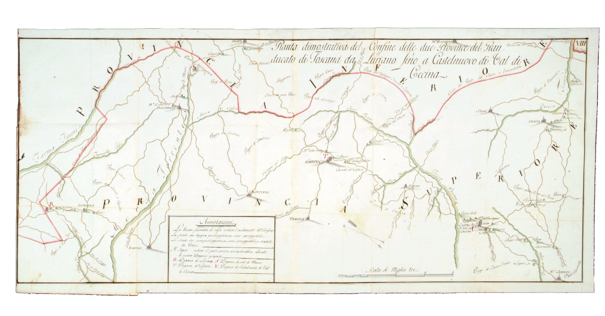 Pianta dimostrativa del confine delle due province del Granducato di Toscana da Luriano fino a Castelnuovo di Val di Cecina