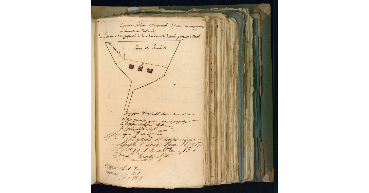 Pianta Geometrica dell'appezzamento di terra della Comunità destinato per erigervi i Macelli