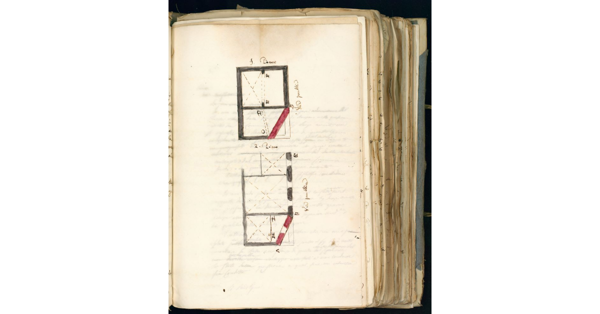 [Pianta del piano terreno e del primo piano dell'abitazione del sig. Luigi Avunti]