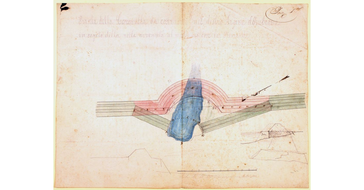 Pianta della Coronella da costruirsi nel destro Argine d'Ombrone in seguito della rotta avvenuta con la Piena de