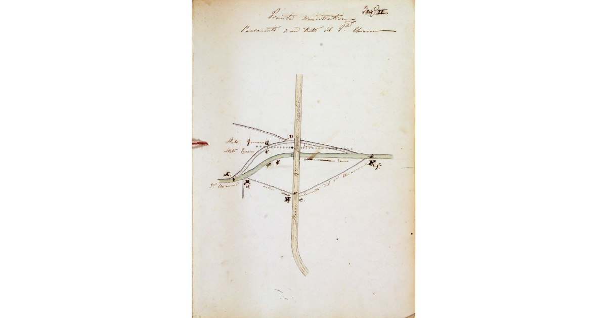 Pianta dimostrativa l'andamento di un tratto del Torrente Chiarone
