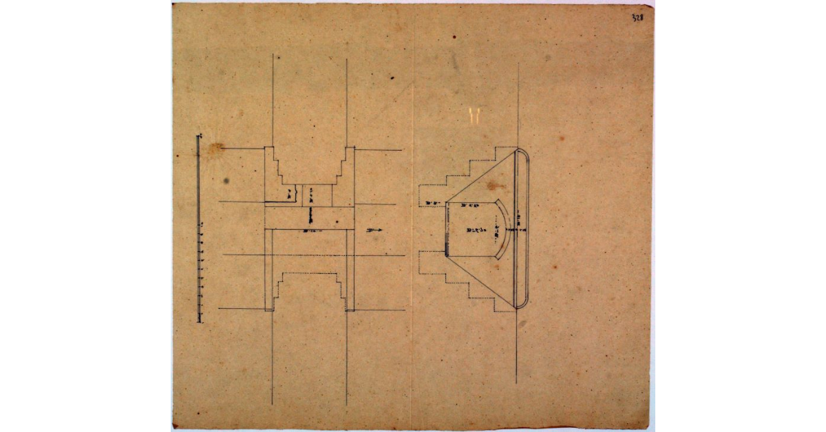 [Pianta e alzato della cateratta a mannaia da costruirsi sul fosso Razzo]