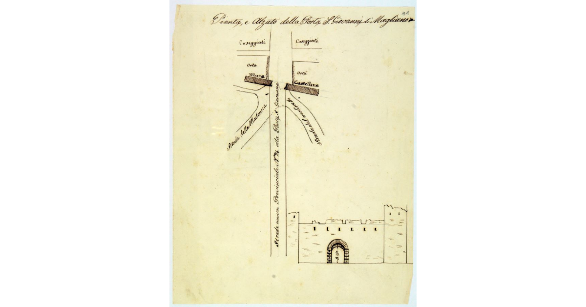Pianta e alzato della Porta S. Giovanni di Magliano