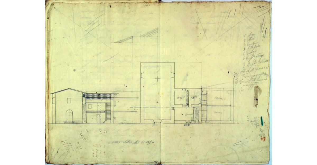 [Pianta e alzato della Chiesa e canonica di S. Bernardino alla Triana]