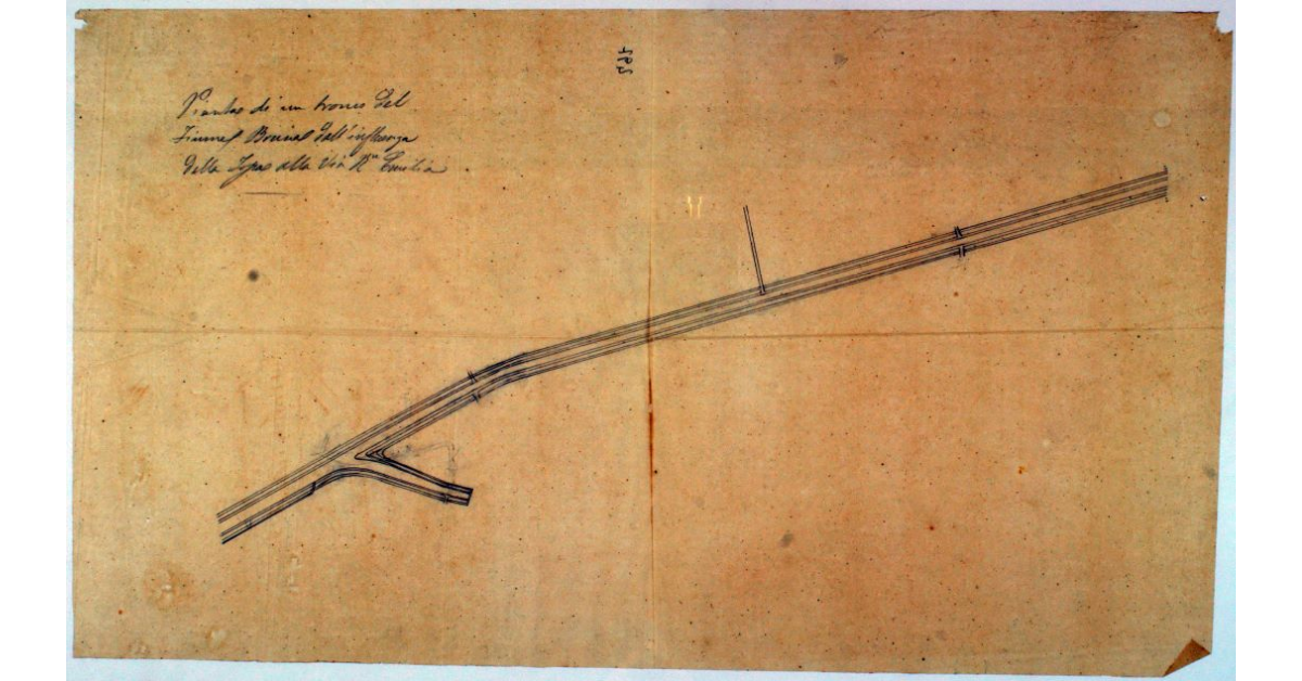 Pianta di un tronco del Fiume Bruna dall'influenza della Fossa alla Via Rª. Emilia