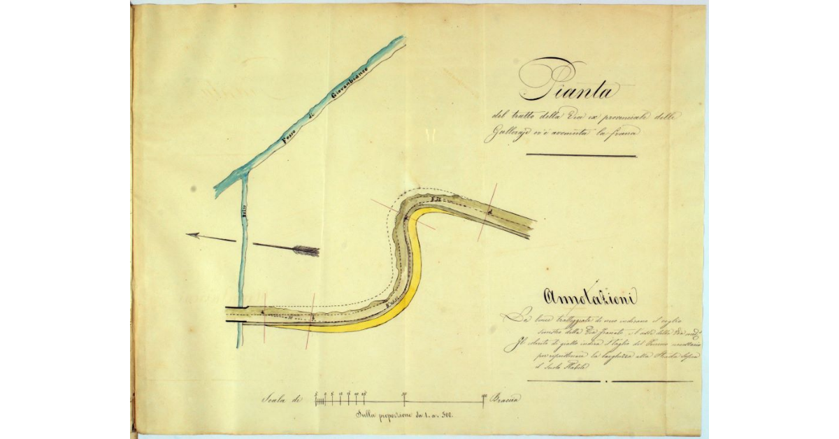 Pianta del tratto della via ex provinciale delle Galleraje ov'è avvenuta la frana