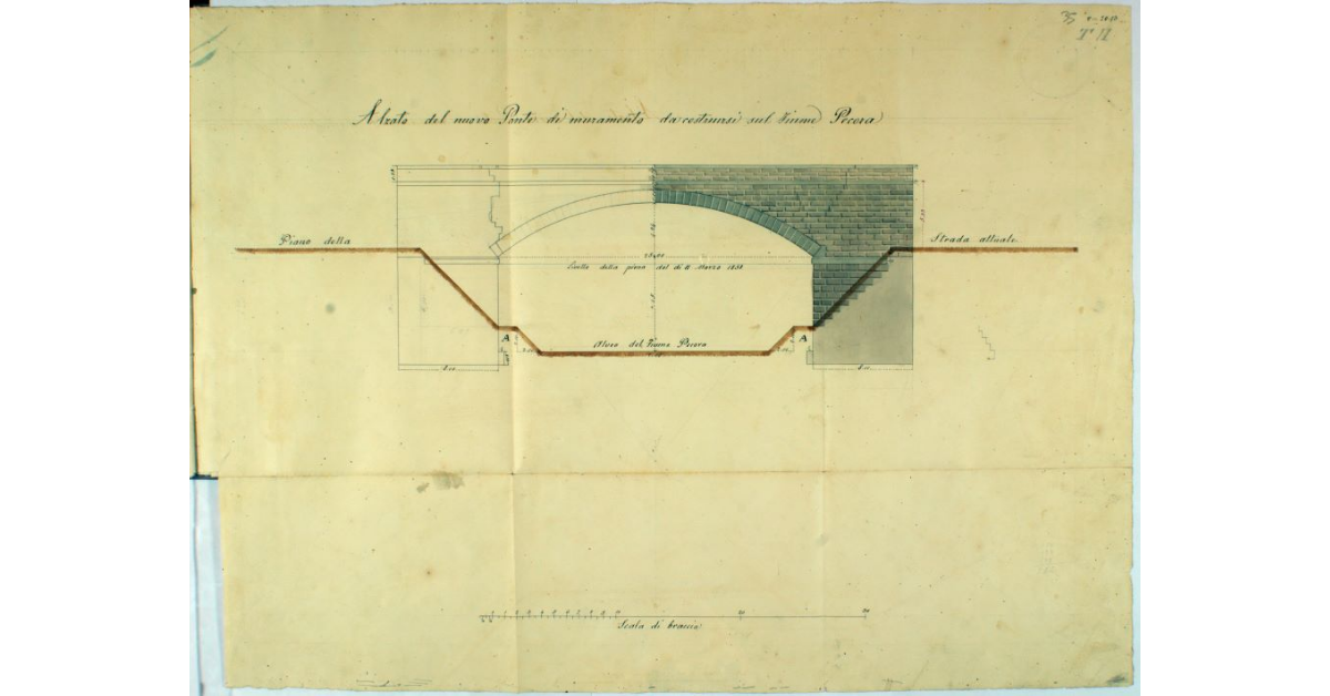 Alzato del nuovo Ponte di muramento da costruirsi sul Fiume Pecora