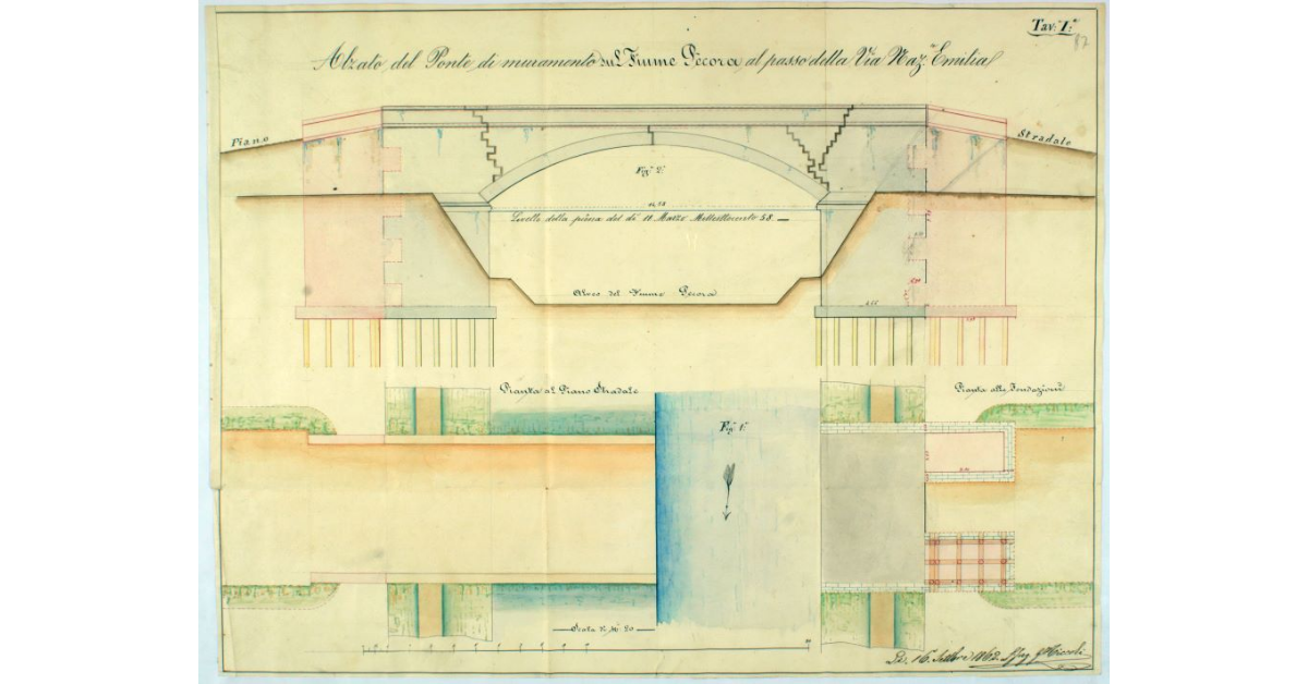Alzato del Ponte di muramento sul Fiume Pecora al passo della Via Naz.le Emilia