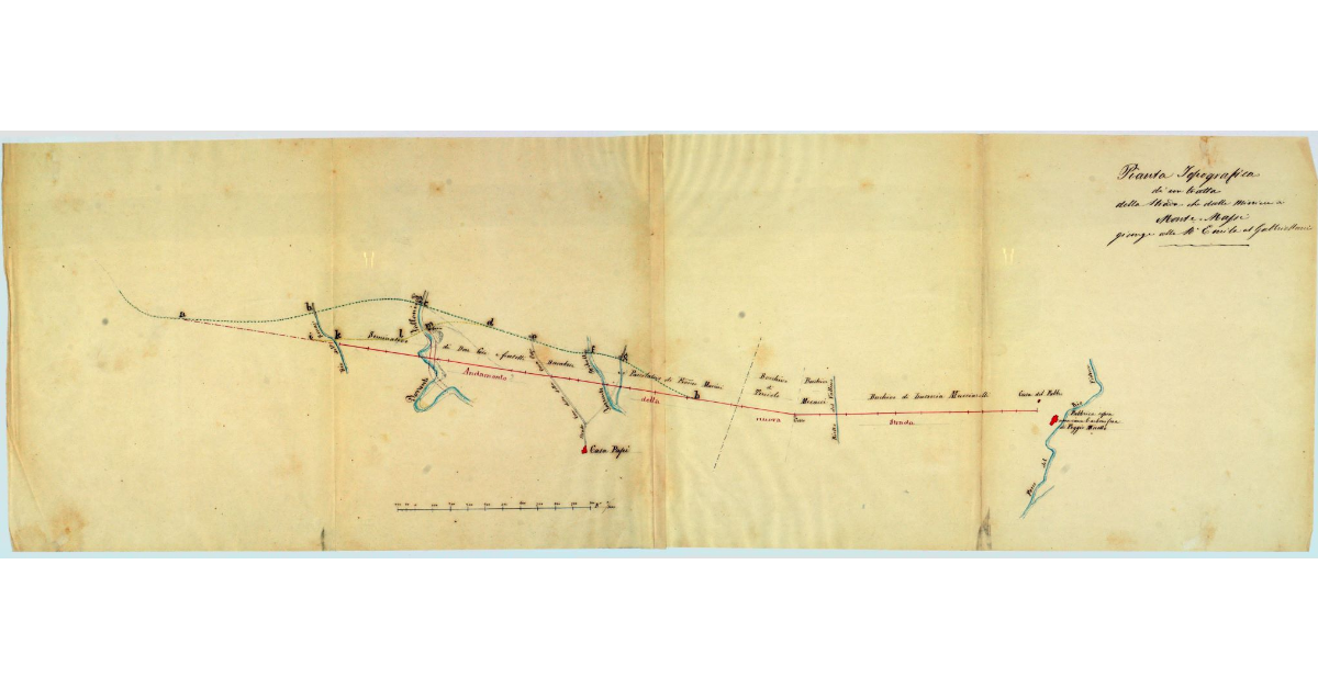 Pianta Topografica di un tratto della strada che dalle Miniere di Monte Massi giunge alla R. Emilia al Gabbriellani
