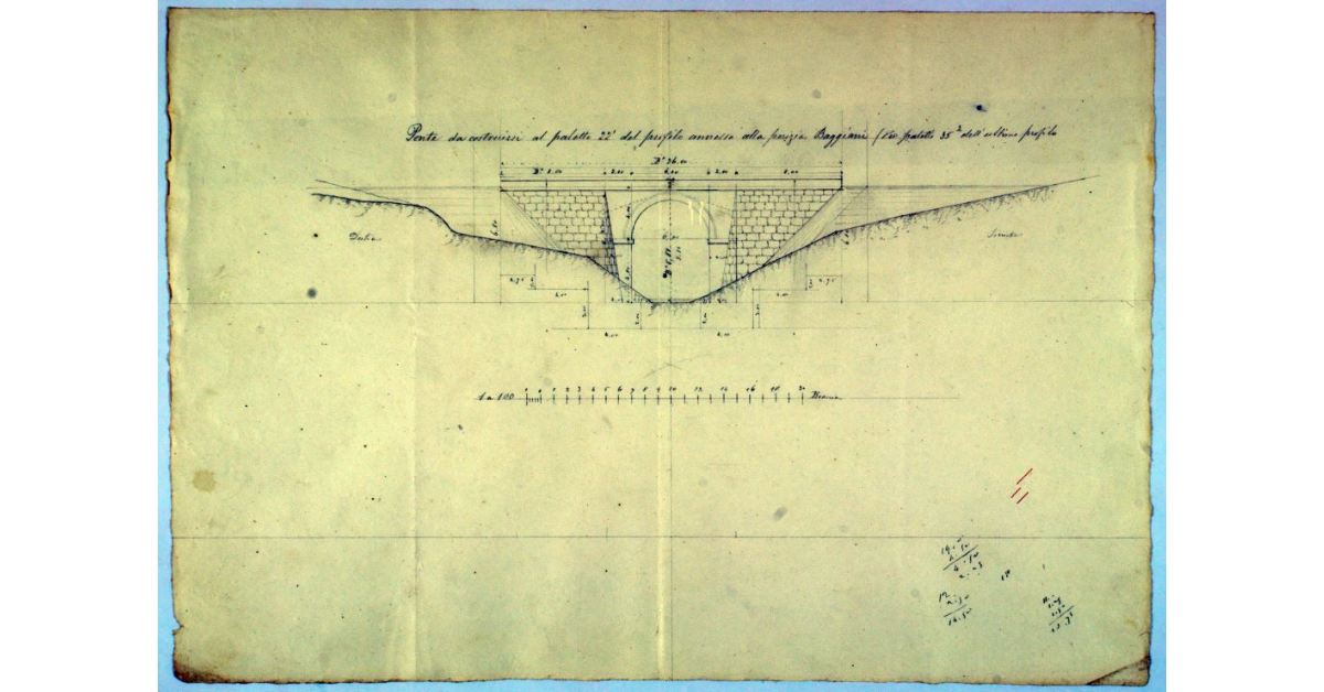 Ponte da costruirsi al paletto 22' del profilo annesso alla perizia Baggiani ( vedi paletto 35³ dell'ultimo profilo)