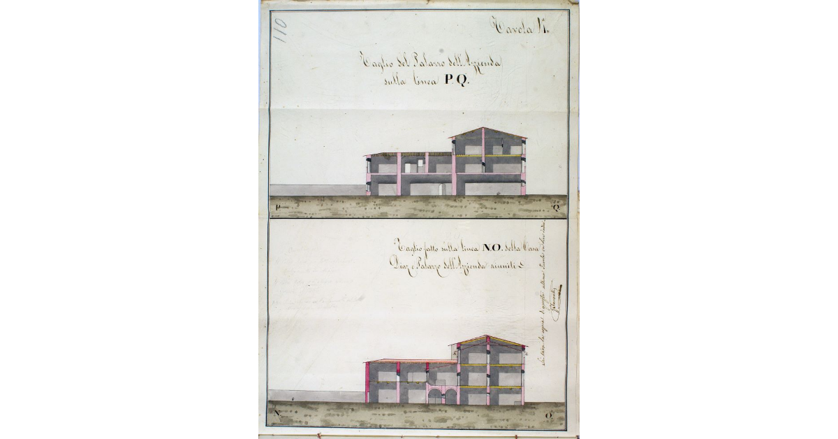 Taglio del Palazzo dell'Azzienda sulla linea P. Q