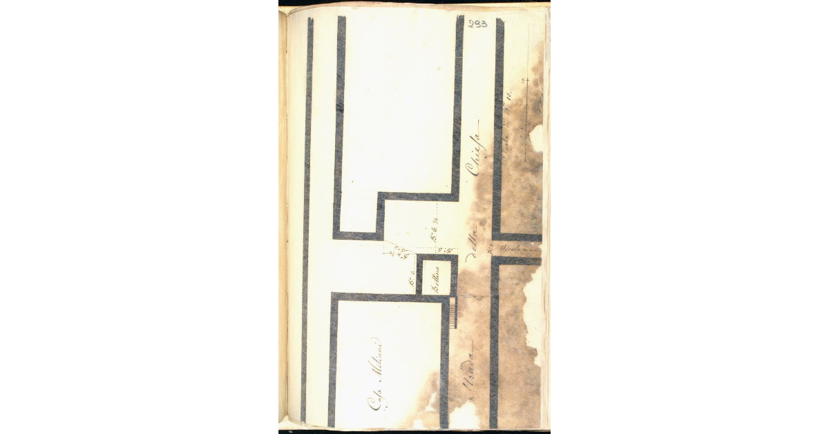 [Pianta di una fabbrica che il sig. Miliani sta costruendo lungo la Strada della Chiesa, presso Giglio Castello]