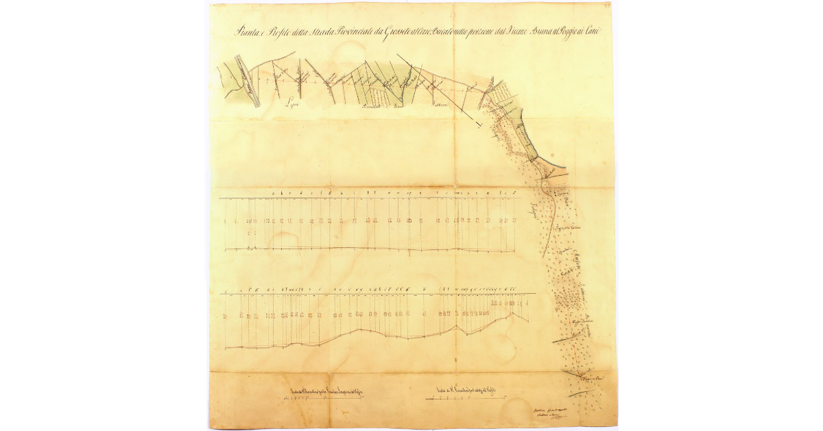 Pianta, e Profilo della Strada Provinciale da Grosseto al Cerro Bucato nella porzione dal Fiume Bruna al Poggio ai Cani