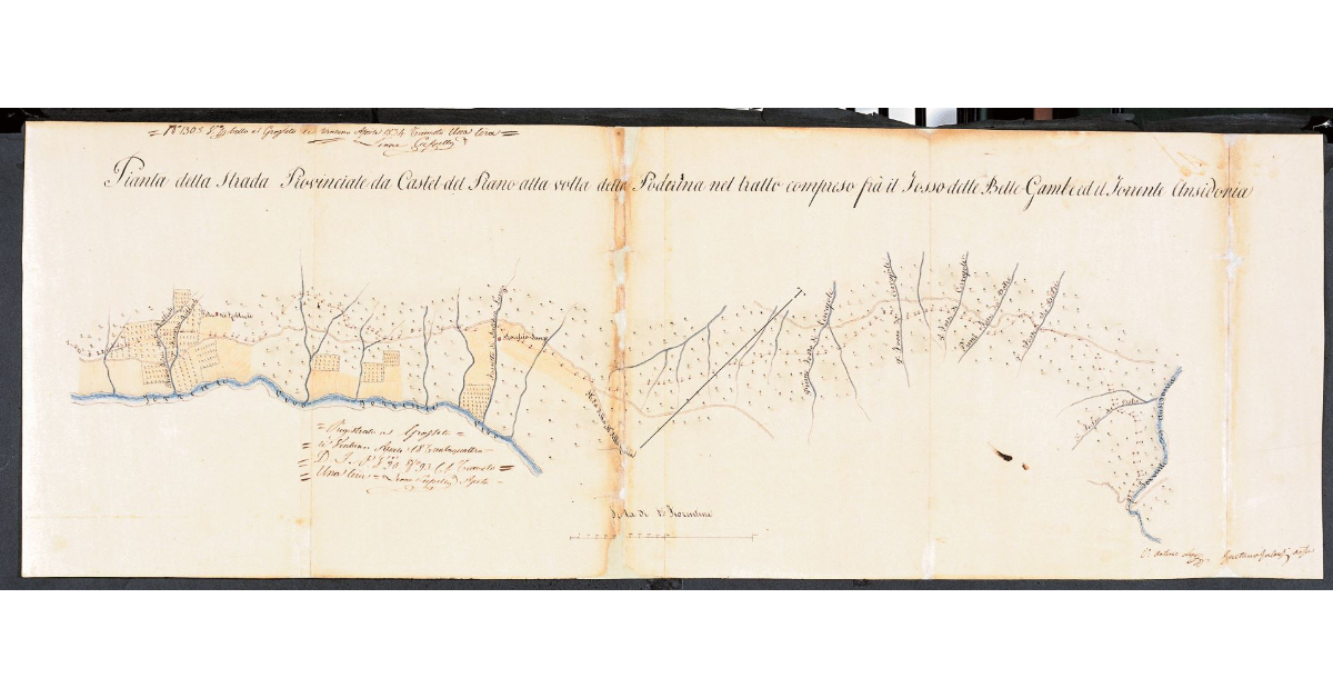 Pianta della Strada Provinciale da Castel del Piano alla volta della Poderina nel tratto compreso frà il Fosso delle Belle-Gambe ed il Torrente Ansidonia