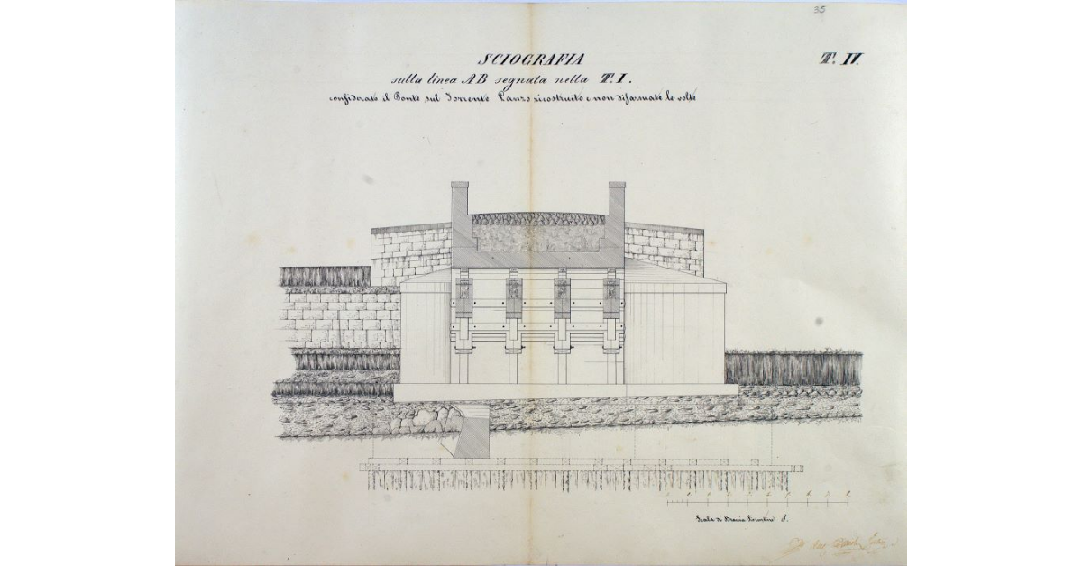 Sciografia sulla linea AB segnata nella T.I considerato il Ponte sul Torrente Lanzo ricostruito e non disarmate le volte
