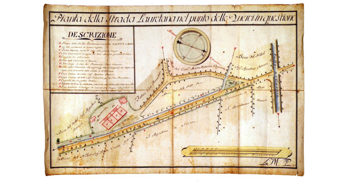 Pianta della strada Lauretana nel punto delle querci in questione
