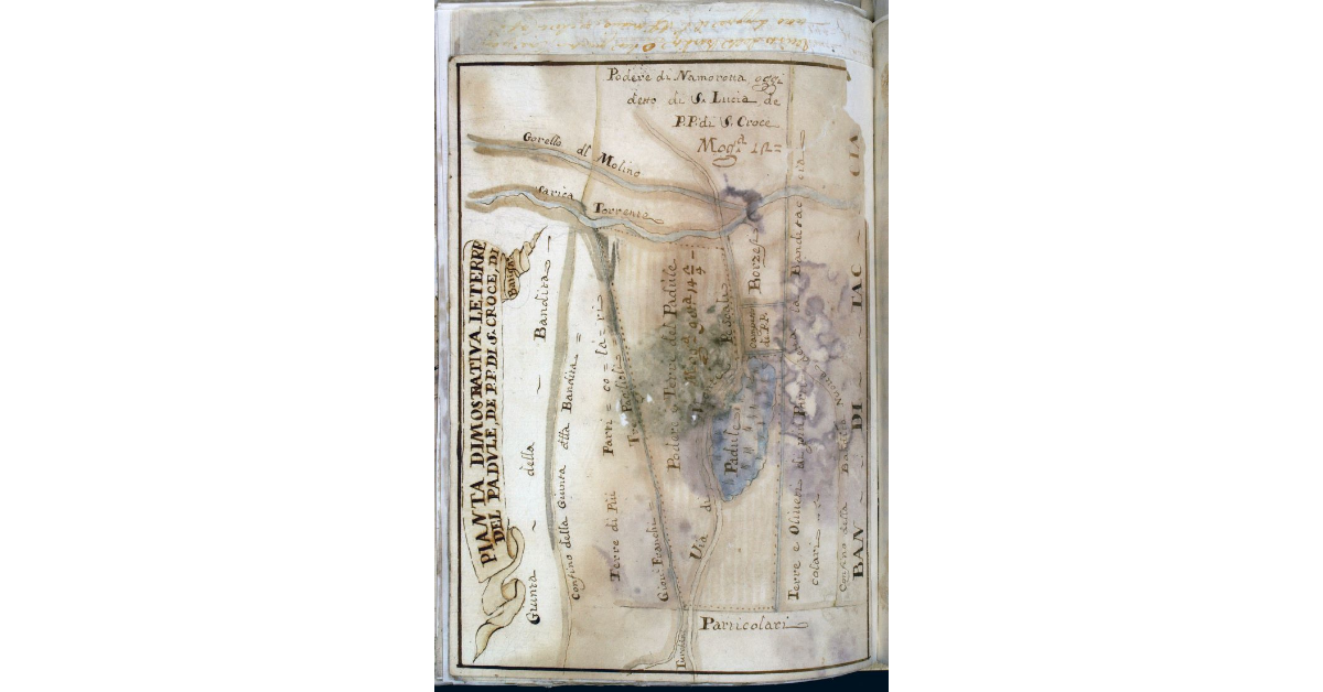 Pianta dimostrativa le terre del padule, de P.P. di S. Croce di Batignano