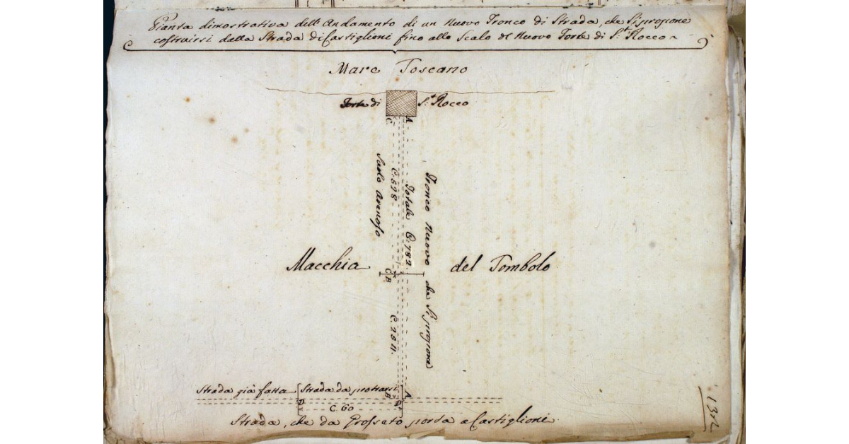 Pianta dimostrativa dell'Andamento di un nuovo Tronco di Strada che si propone costruirsi dalla Strada di Castiglioni fino allo Scalo del Nuovo Forte di S. Rocco