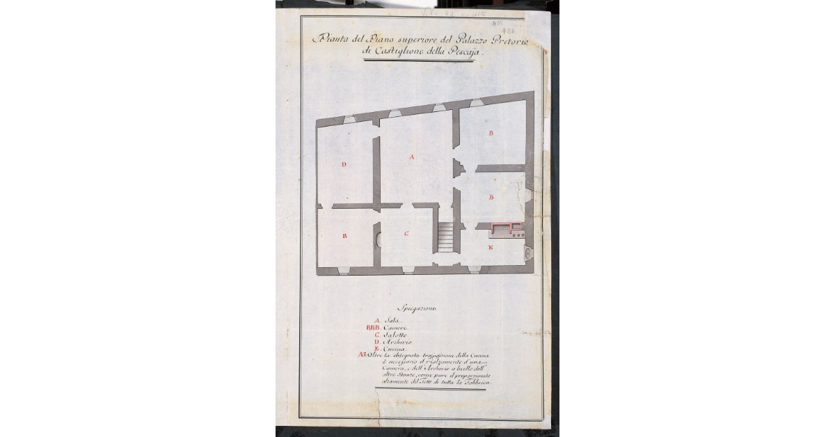 Pianta del Piano superiore del Palazzo Pretorio di Castiglione della Pescaja