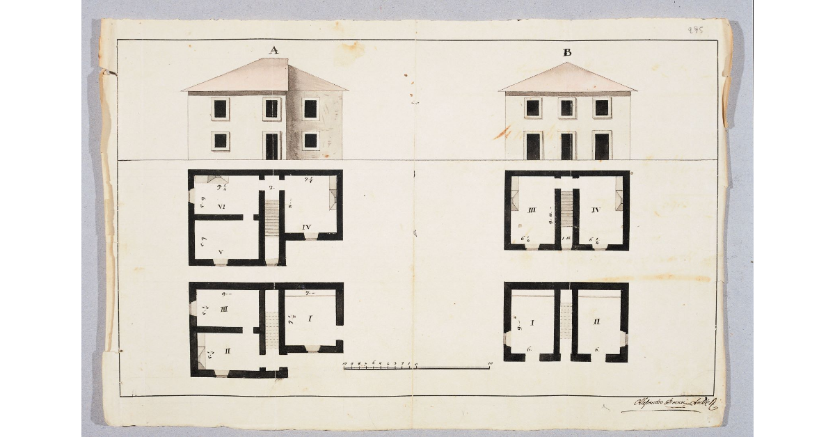 [Progetto per la costruzione di nuove case in sostituzione di quelle demolite in occasione del taglio del Masso di Sorano]