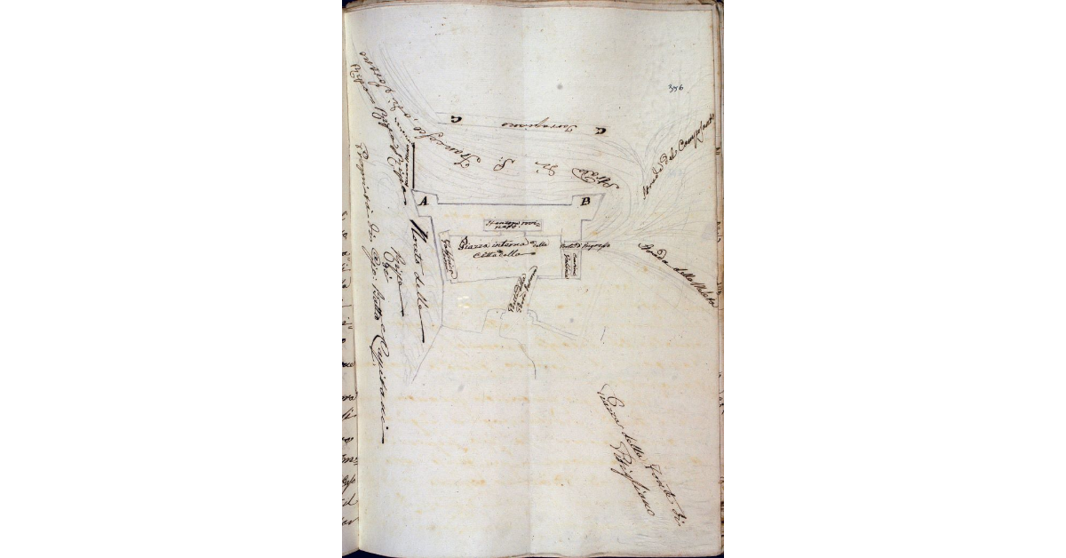 [Schizzo del Baluardo di Pitigliano e zone adiacenti]