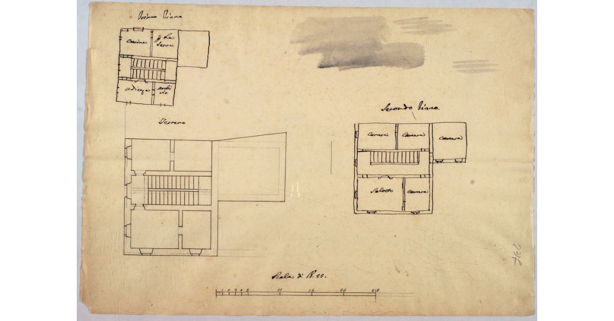 [Pianta del piano terreno, del primo e del secondo piano]