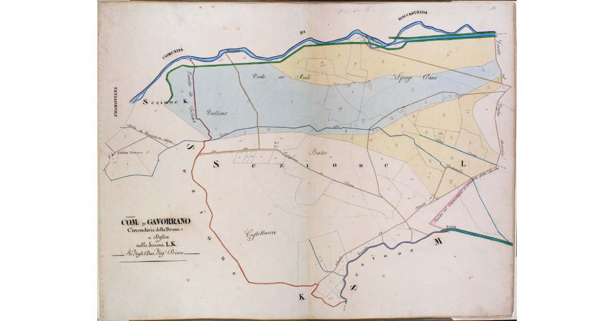 Com. di Gavorrano. Circondario della Bruna a Destra nelle Sezioni L.K. In Fogli Due. Foglio Primo