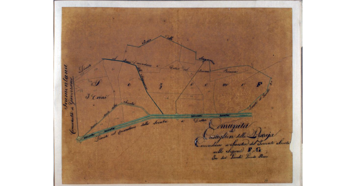 Comunità di Castiglion della Pescaja. Circondario a Sinistra del Torrente Sovata nelle Sezioni F, e G. In due Lucidi. Lucido Primo