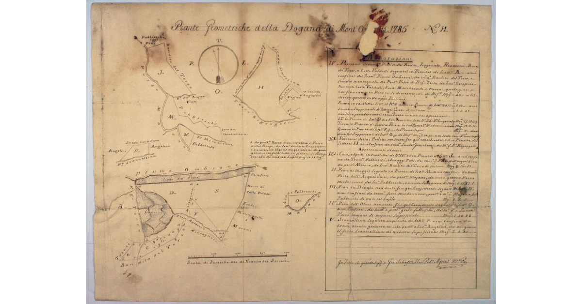 Piante Geometriche della Dogana di Mont'Orgiali 1785