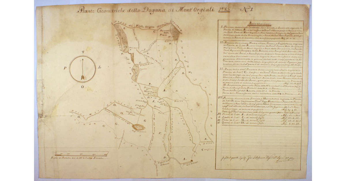 Piante Geometriche della Dogana di Mont'Orgiali 1785