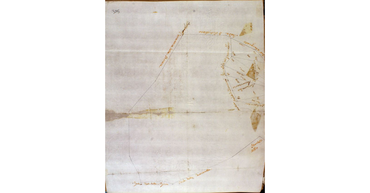 [Pianta della porzione di terreno denominata "Capanna di Caprino, Fonte del Lago e Lagaccioli" appartenente alla sopressa dogana di Capalbio