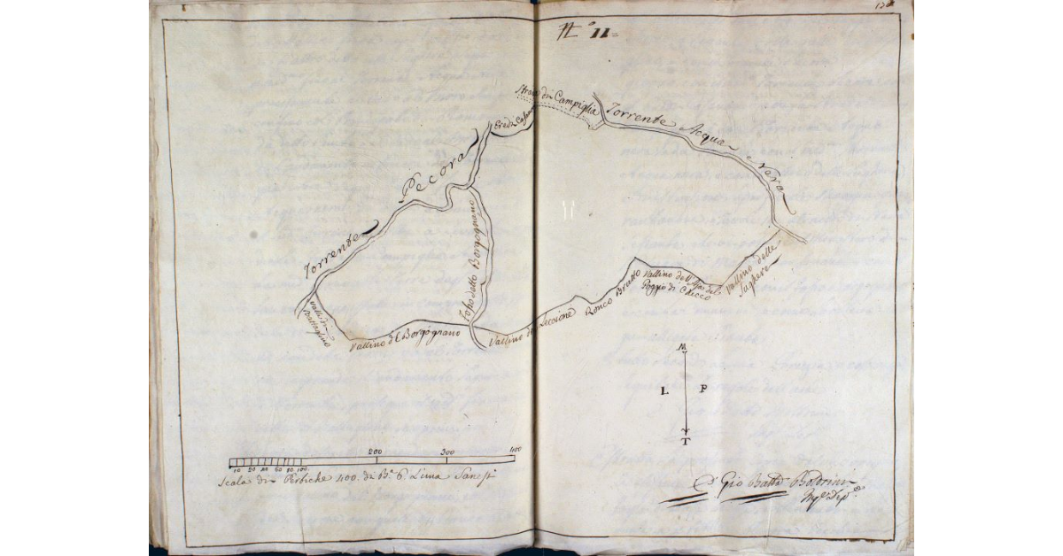 [Pianta della porzione IV della Bandita di Pecora Vecchia denominata Campo Ruffaldo, Poggio di Checco, Ronco Brutto, il Borgognano e Poggio di Botricoli]
