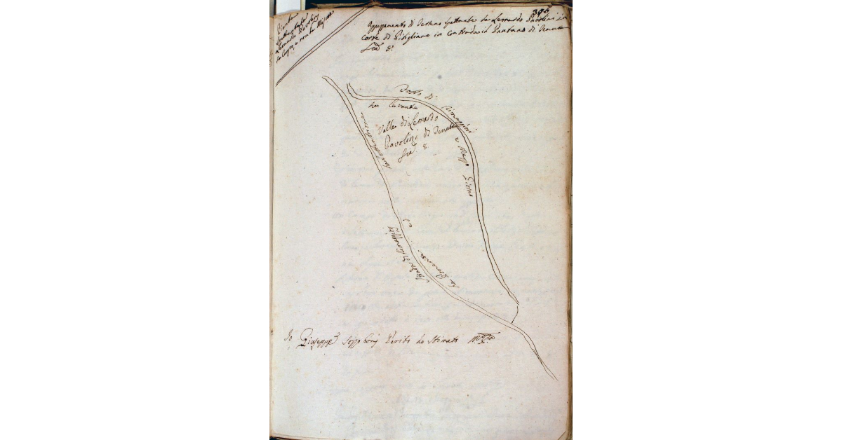 Appezzamento di terreno spettante a Leonardo Pavolini in Corte di Pitigliano in Contrada il Pantano di tenuta staia 8