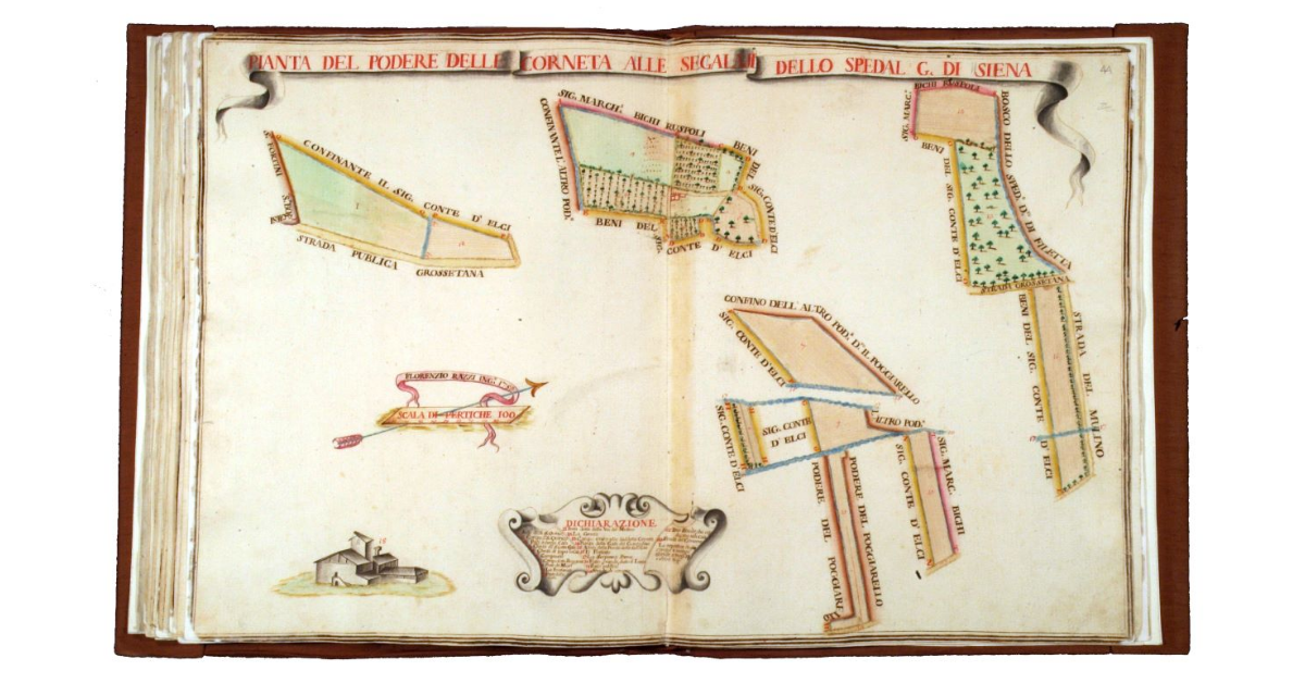 Pianta del podere delle Corneta alle Segalaie dello Spedal Grande di Siena