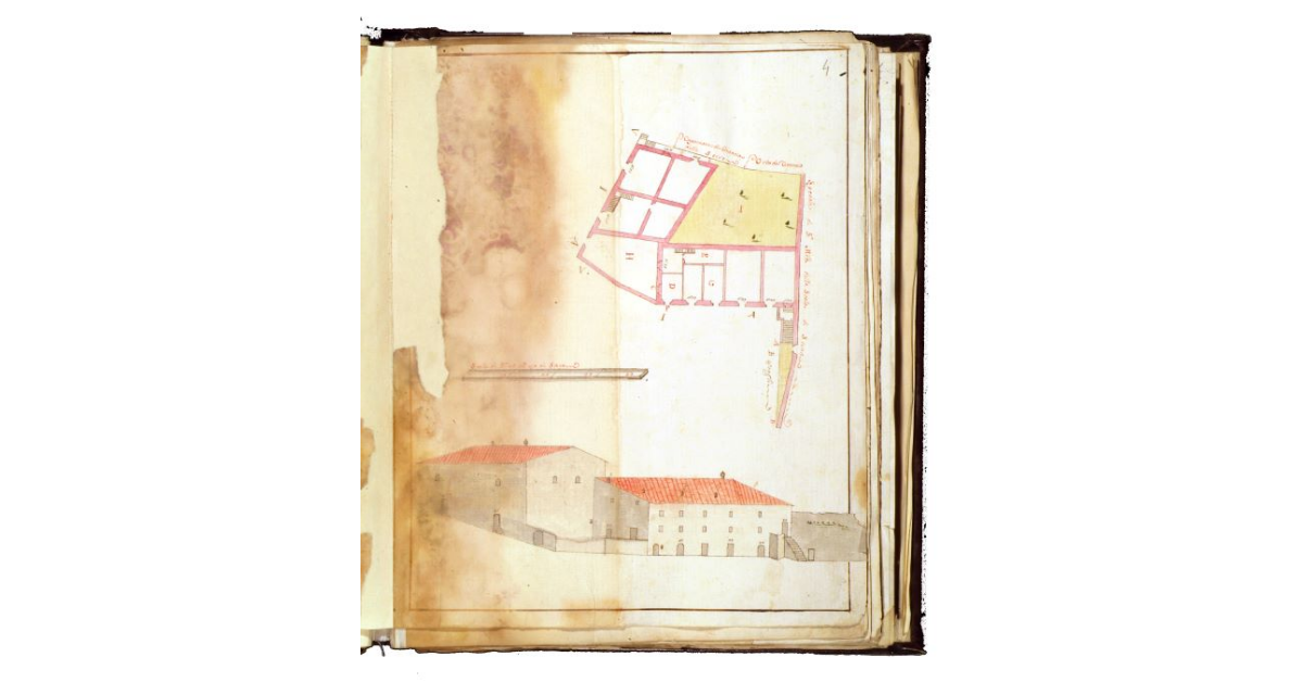 [Alzato e pianta delle case con corte poste nel territorio della Grancia di Serre]