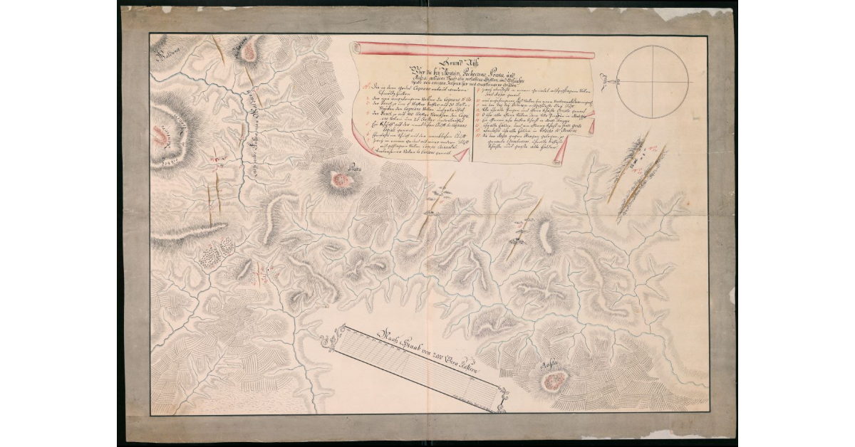 [Carta topografica del territorio compreso tra Montieri, Boccheggiano, Prata e Massa Marittima con l'indicazione dei giacimenti minerari antichi e moderni]