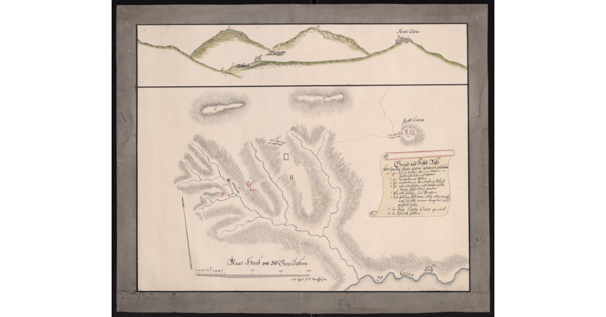 [Pianta e veduta della miniera e dell'opificio di rame situato nel territorio di Montecatini Val di Cecina]