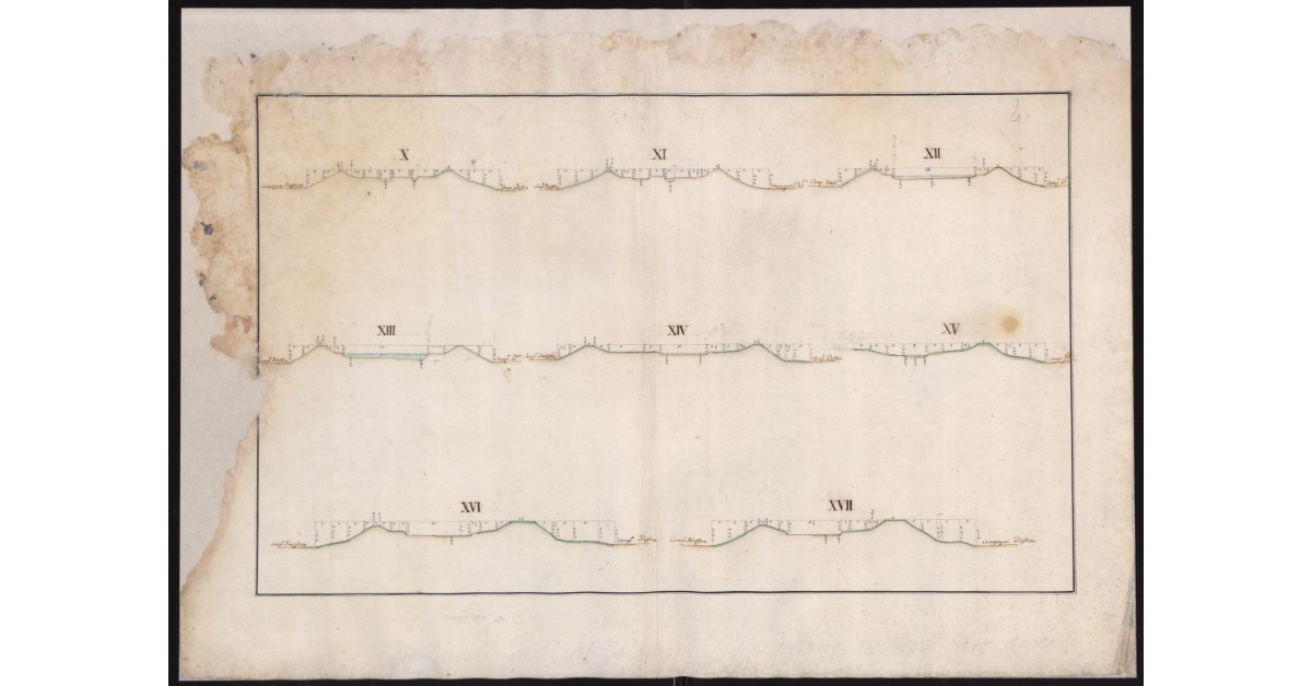 Sezioni delllo Zannone, del Fosso Reale e del Calambrone, che fissano lo stato dell'alveo, degli argini e della campagna adiacente ai nominati Canali, in cui si riducono tutte l'acque del Valdarno Pisano, come era nel tempo della visita generale eseguita nel 1773 dal Dottore Pietro Ferroni Matematico di S.A.R