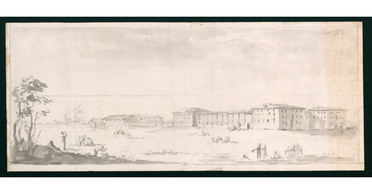 [Veduta dei fabbricati d'agenzia della tenuta di Coltano]