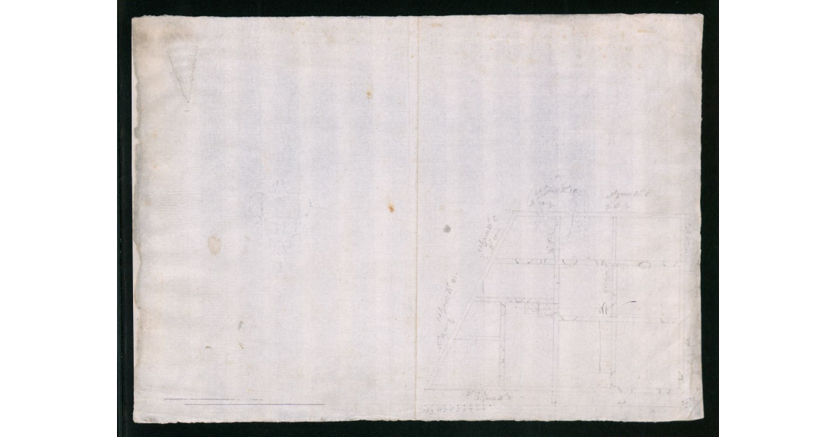 [Sbozzo di pianta della villa di S. Martino con progetto di sopraelevazione]