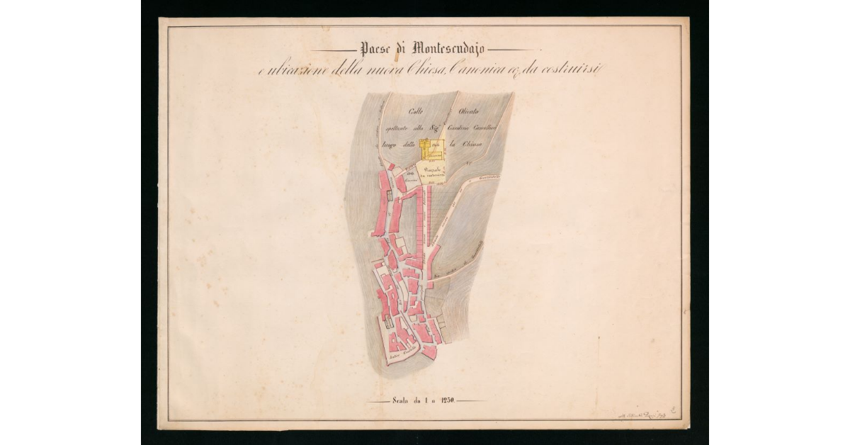 - Paese di Montescudajo - Ubicazione della nuova Chiesa, Canonica da costruirsi