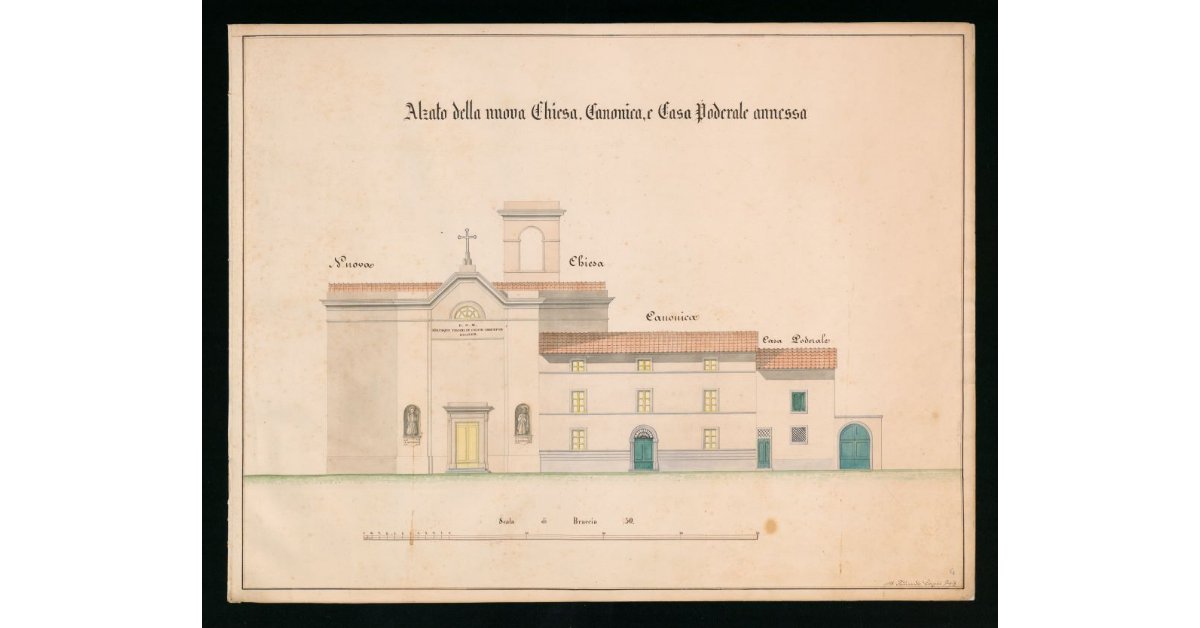 Alzato della nuova Chiesa, Canonica, e Casa Poderale annessa