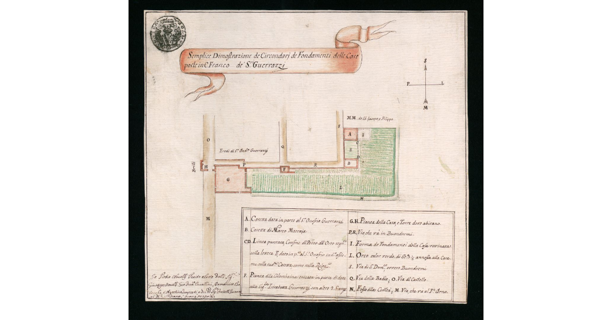 Semplice dimostrazione de Circondari de Fondamenti delle Case poste in Castel Franco de S.ri Guerrazzi